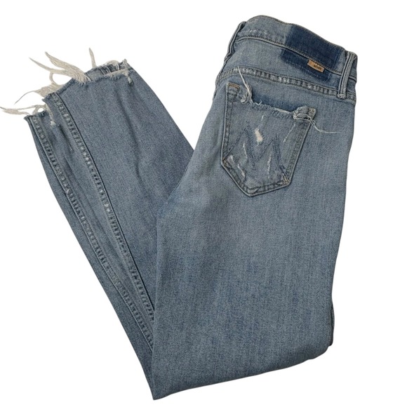 MOTHER The Sinner For Nothin Distressed Crop Straight Leg Jeans Womens Size 25 - Picture 12 of 16